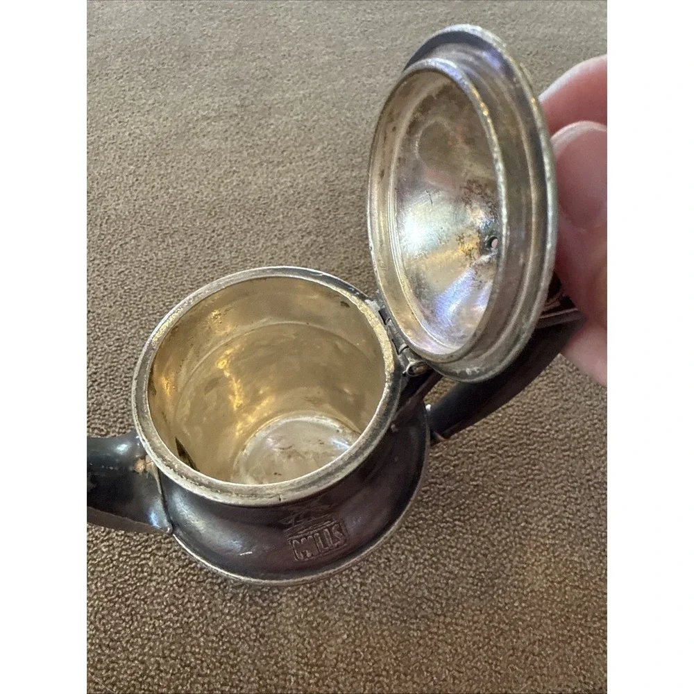 Vintage MILLS International Silver Soldered Milk Creamer Tea 8oz Lidded (TD)